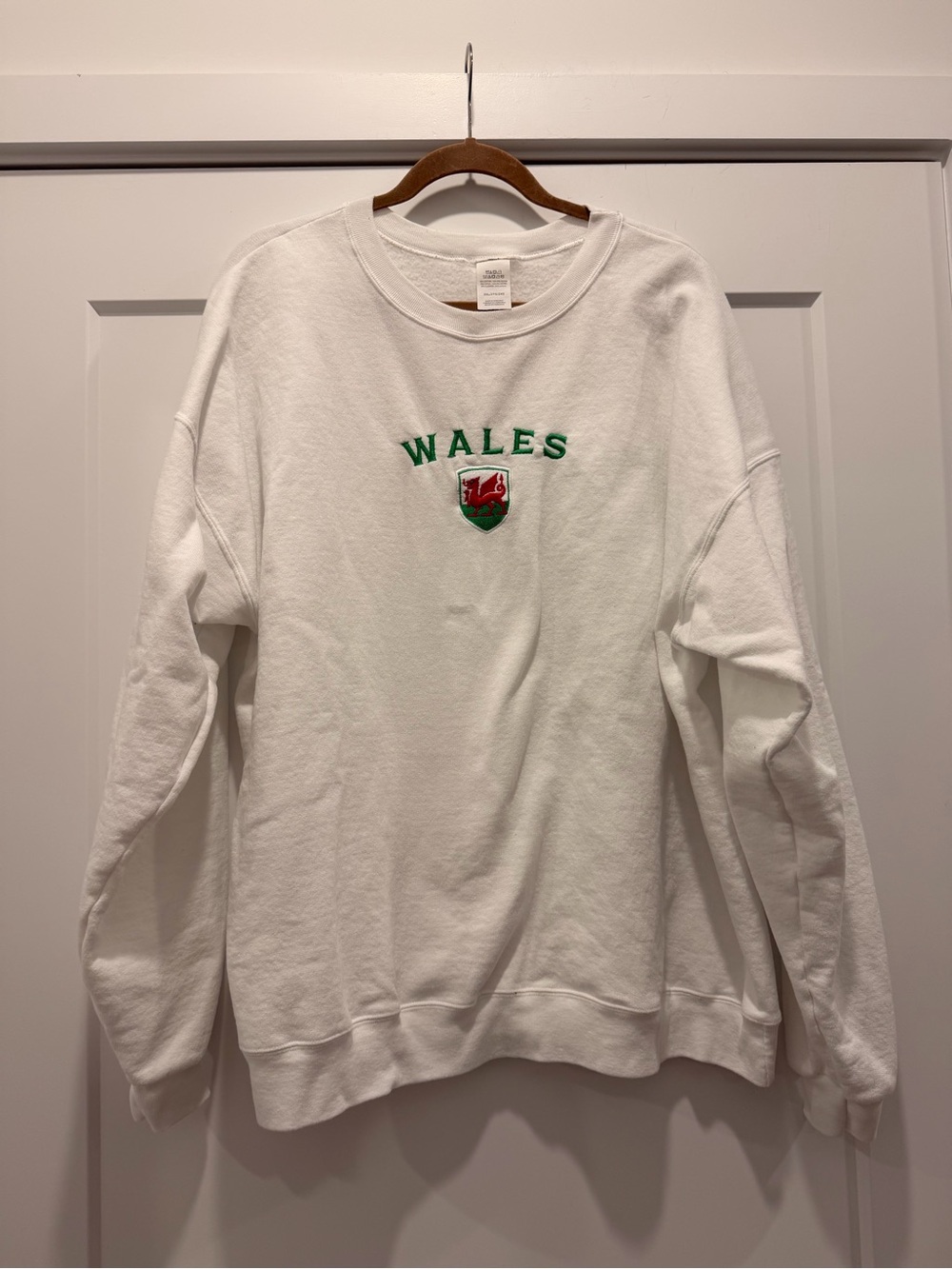 White Wales Crest Pullover Sweatshirt